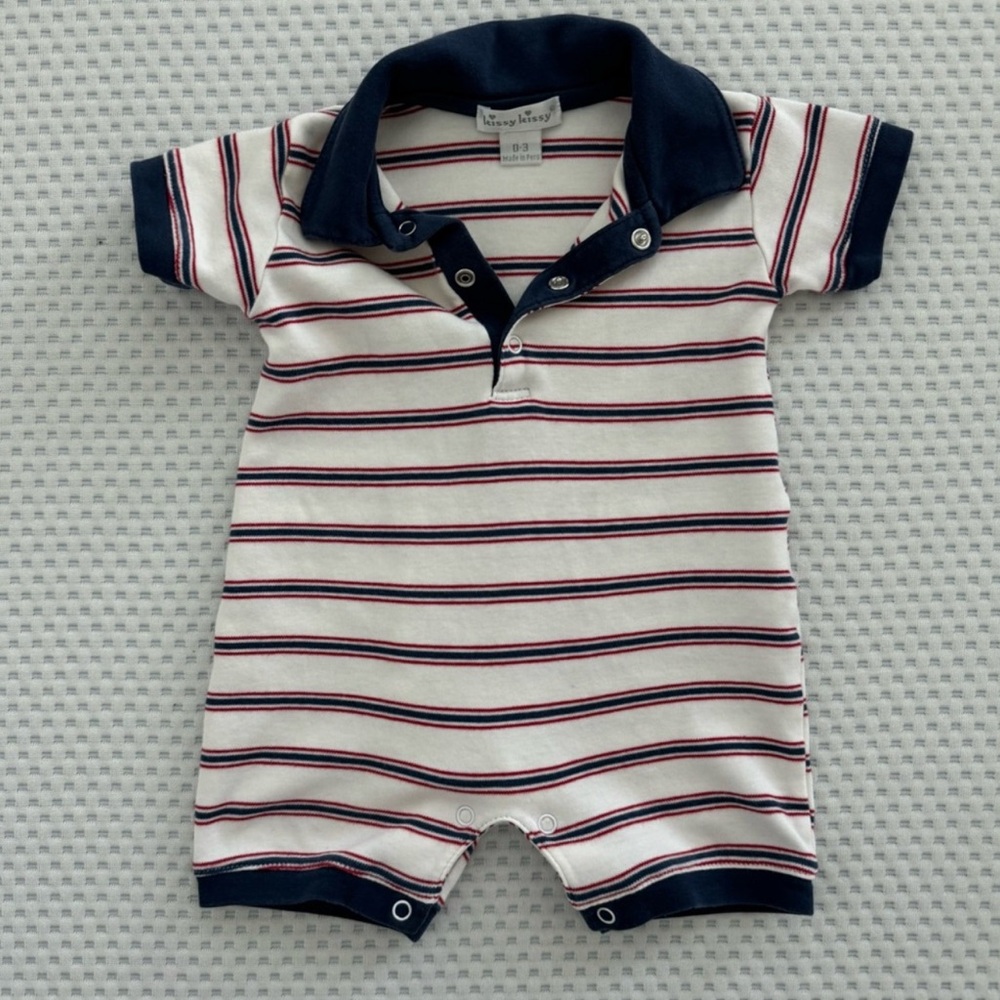 Kissy Kissy Navy and White Striped Pima Cotton